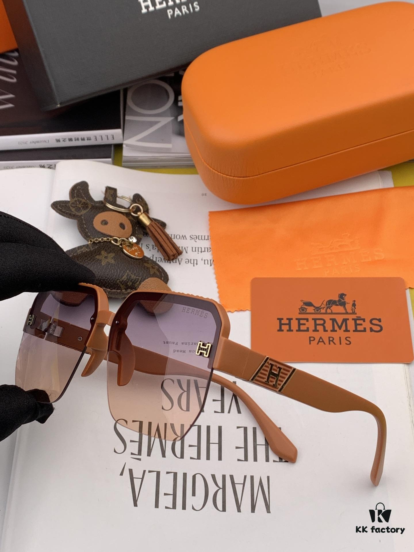 HERMES 2024 Spring New Arrival Original Release Famous Internet Sensation Ultra Popular Blue Classic Luxury Square Sunglasses