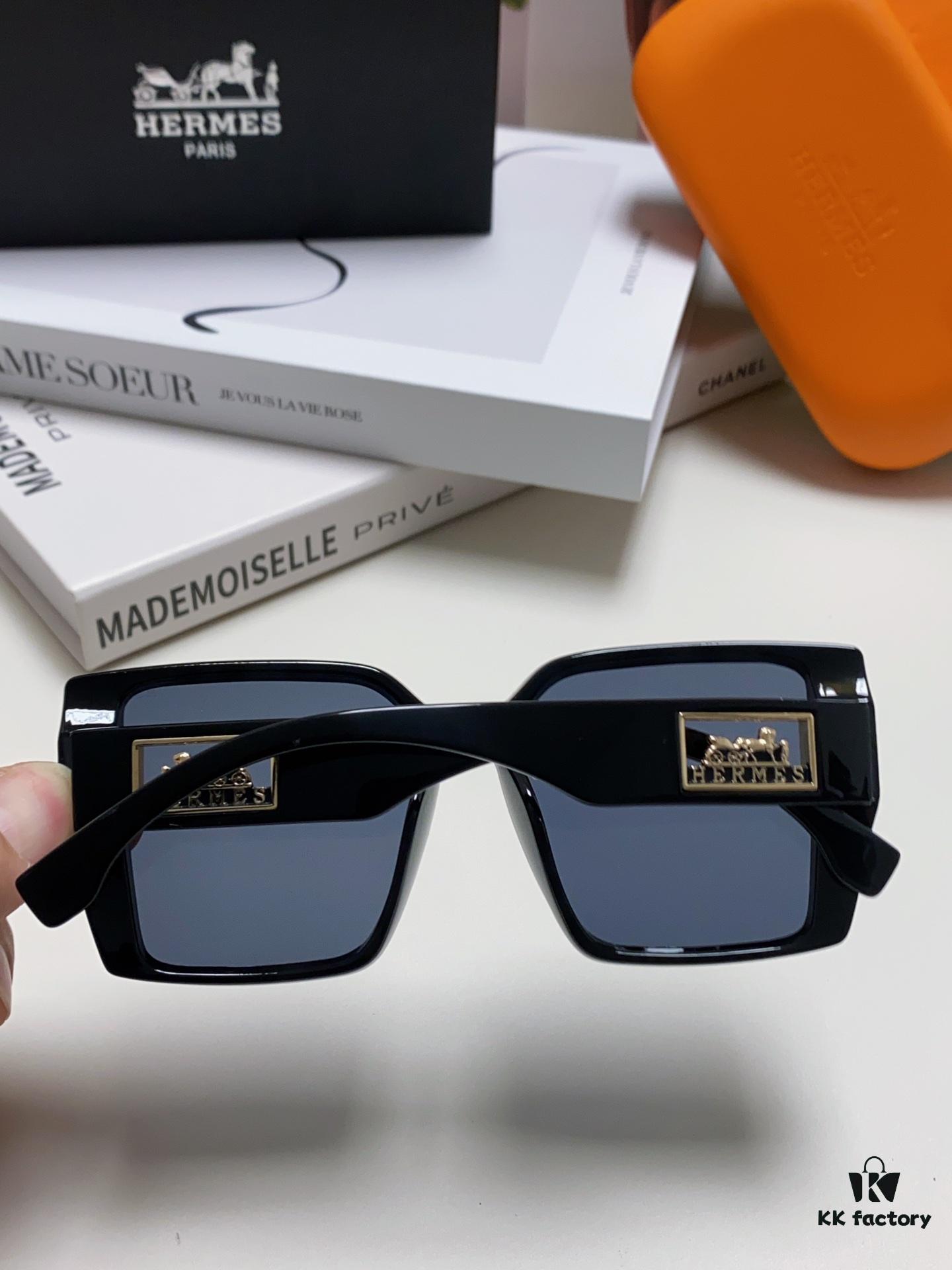 Hermes 2024 New Arrival Polarized Sunglasses for Women, Fashion Oversized Frame, Slimming Effect, UV Protection, Versatile and Stylish