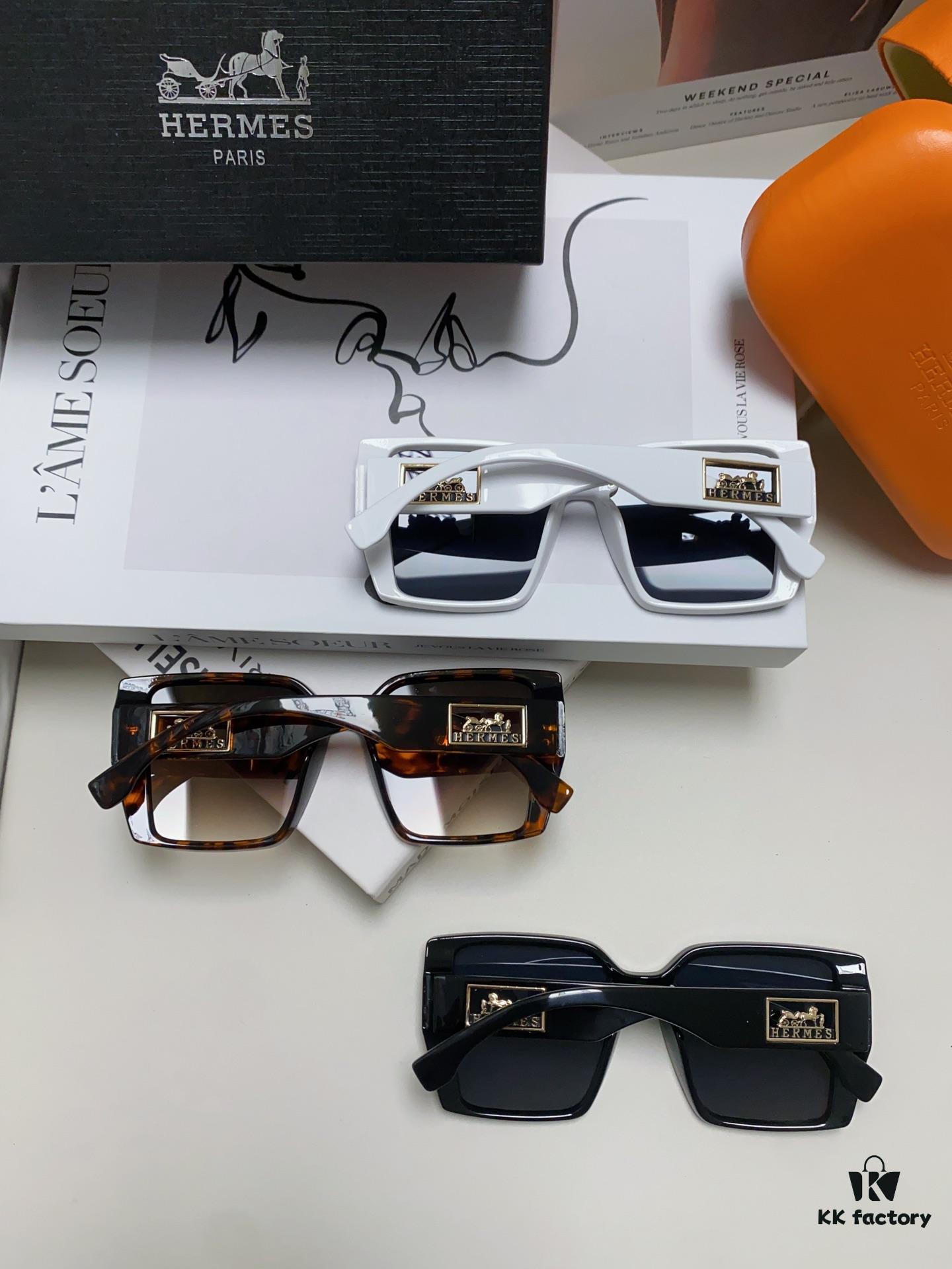 Hermes 2024 New Polarized Sunglasses for Women, Fashionable Oversized Frame, Slimming Effect, UV Protection, Casual and Versatile Sun Glasses