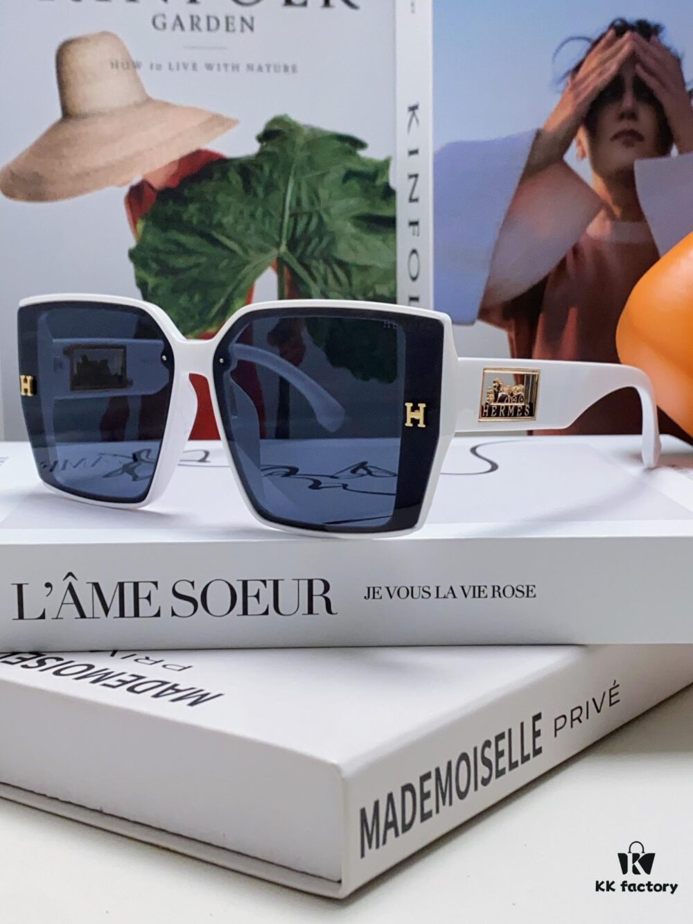 Hermes 2024 New Polarized Sunglasses for Women, Fashionable Oversized Frame, Slimming Effect, UV Protection, Casual and Versatile Style