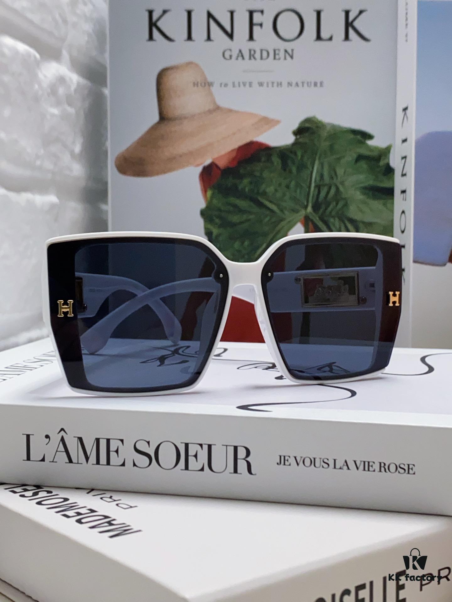 Hermes 2024 New Polarized Sunglasses for Women, Fashionable Oversized Frame, Slimming Effect, UV Protection, Casual and Versatile Style