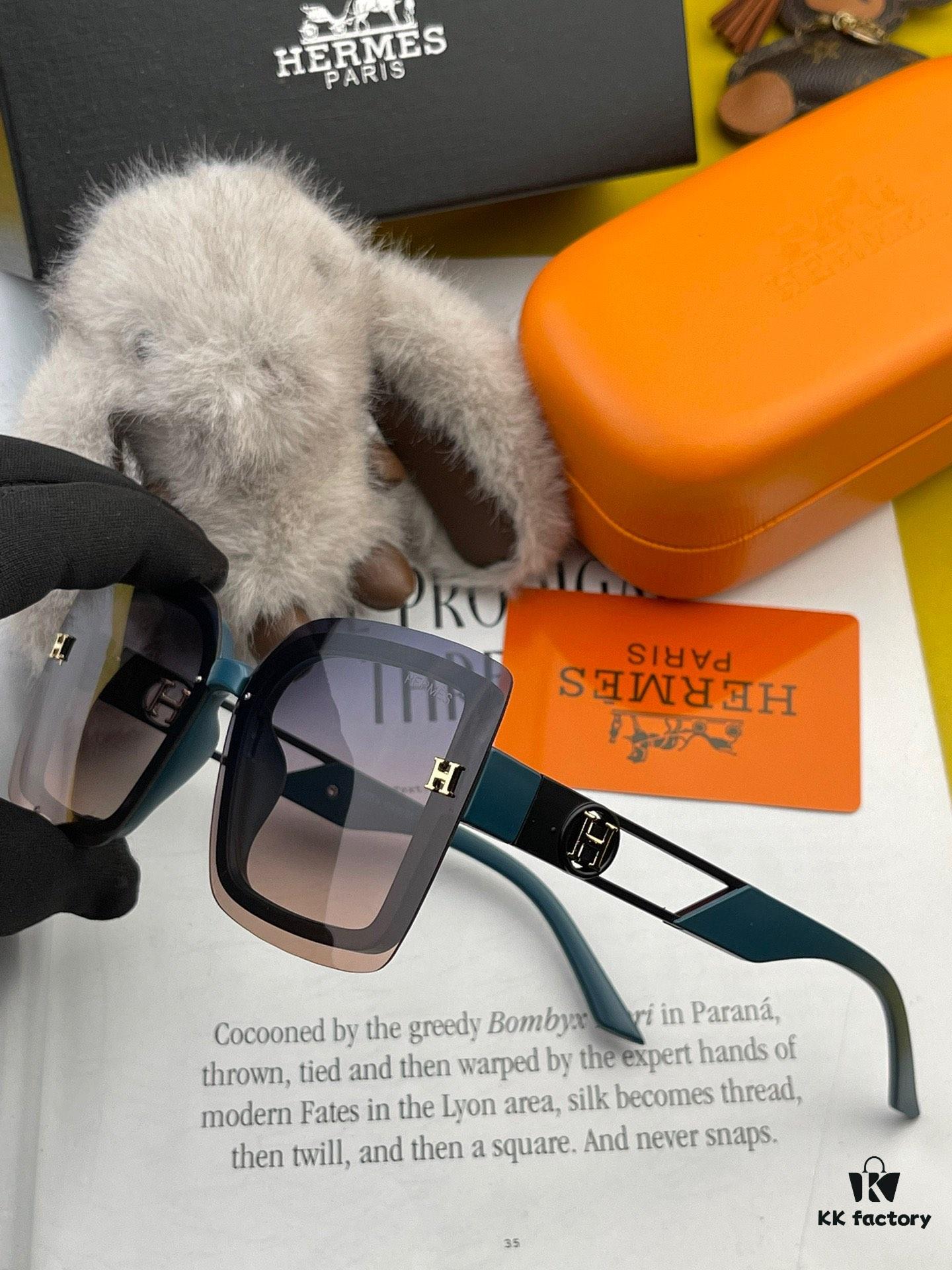 HERMES Spring 2024 New Arrival Original Luxury Fashion Square Sunglasses H3966