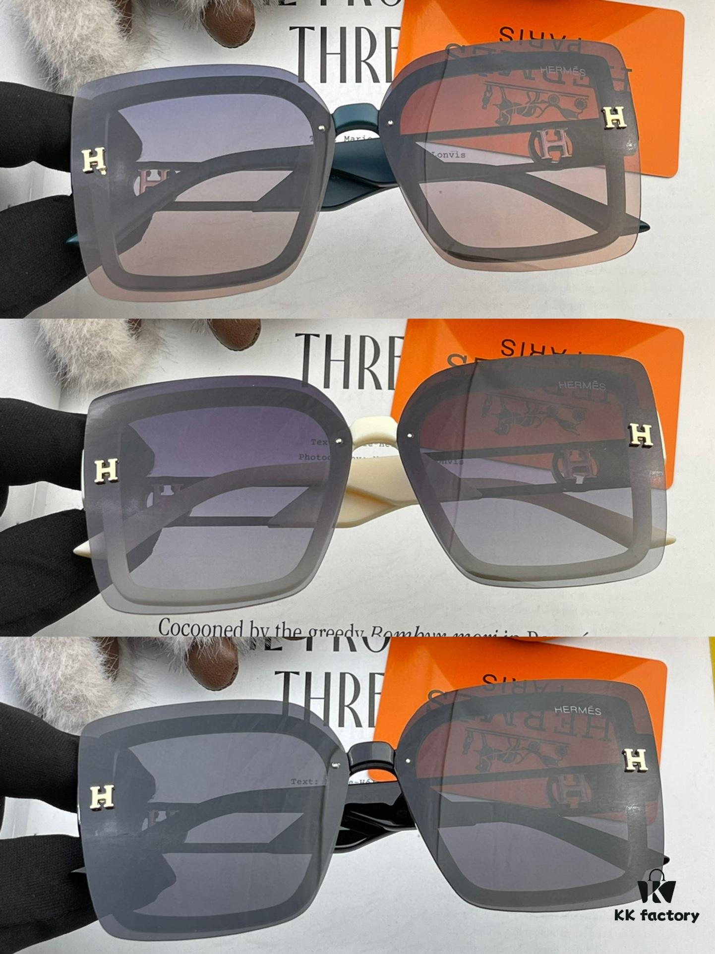 HERMES Spring 2024 New Arrival Original Luxury Fashion Square Sunglasses H3966