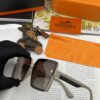 HERMES 2024 Spring New Arrival Original Release Famous Internet Hit Ultra Popular Blue Classic Luxury Fashion Square Sunglasses High-Quality Authentic Version Model: H1245