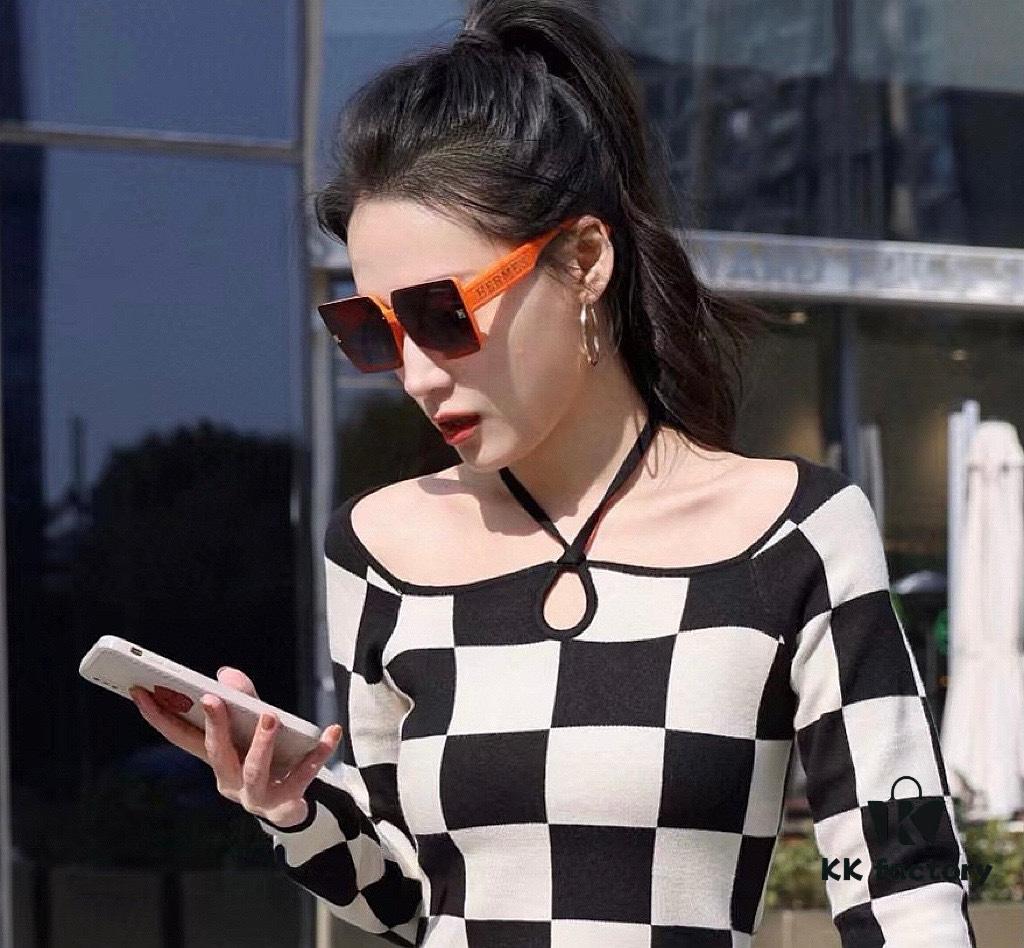 HERMES H50200 TR Polarized Sunglasses, Luxury Square Frame Designer Shades