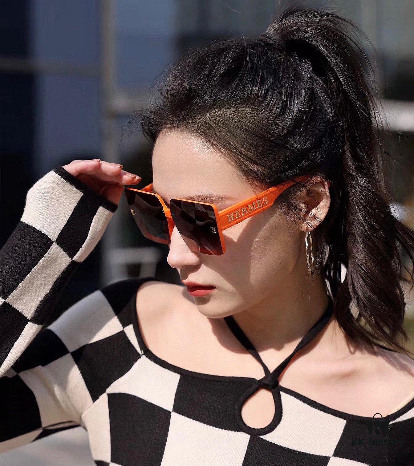 HERMES H50200 TR Polarized Sunglasses, Luxury Square Frame Designer Shades