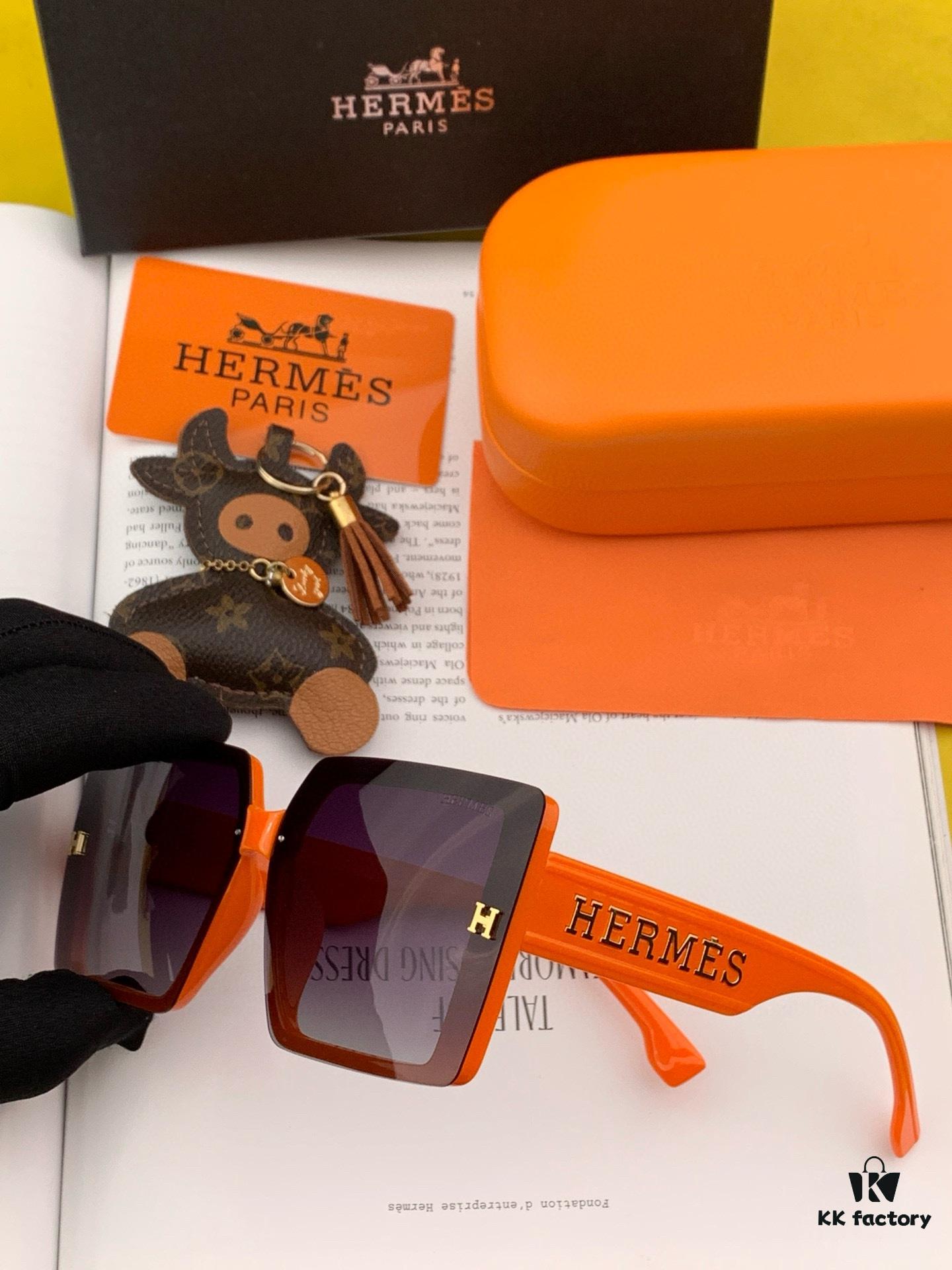 HERMES H50200 TR Polarized Sunglasses, Luxury Square Frame Designer Shades