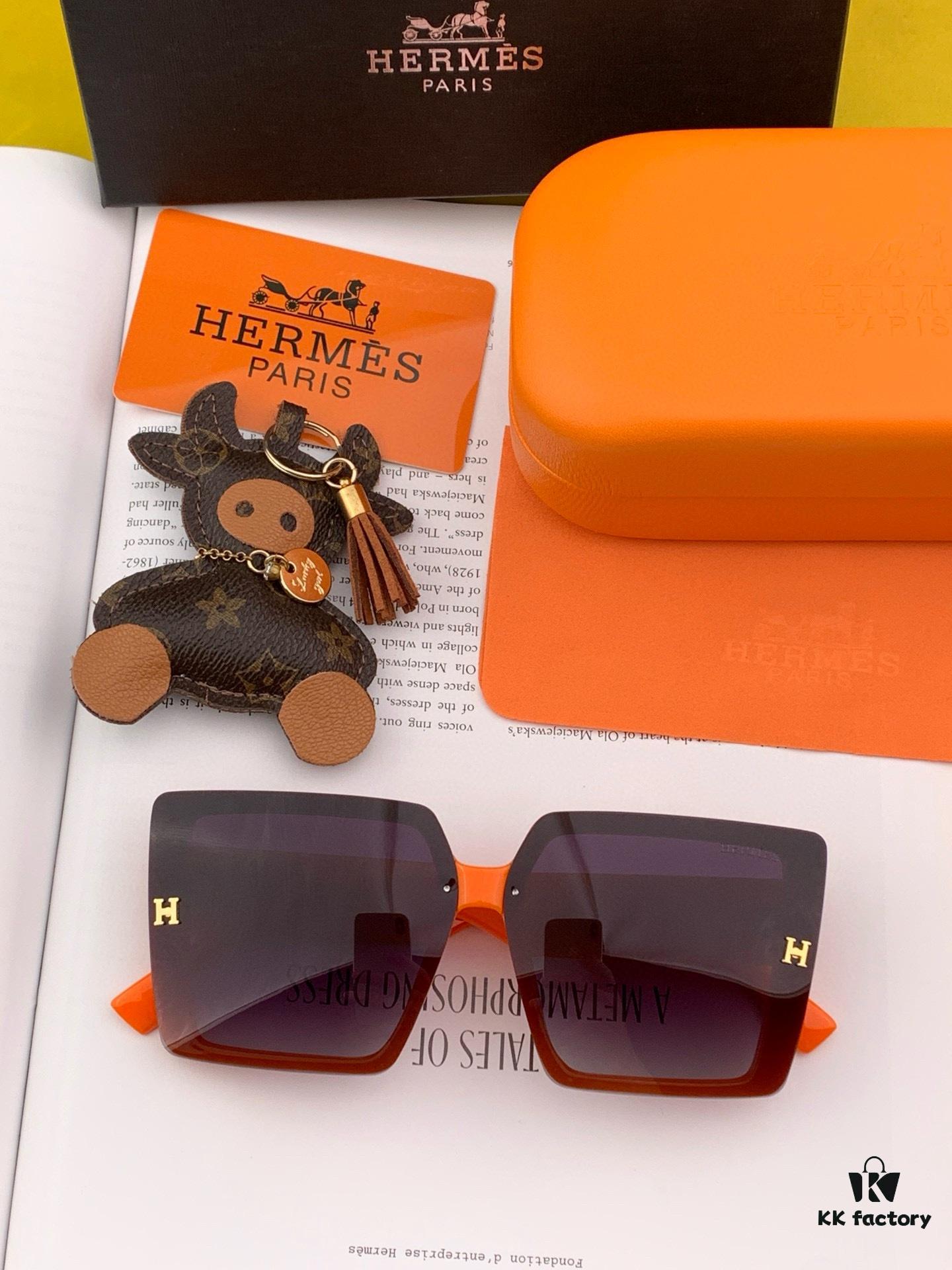 HERMES H50200 TR Polarized Sunglasses, Luxury Square Frame Designer Shades