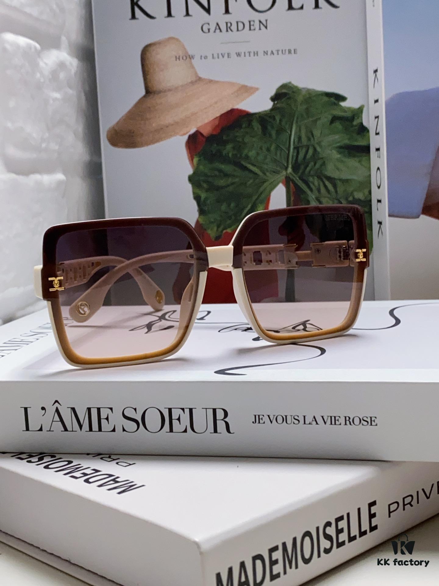 HERMES 2024 New Arrival Popular Fashion H Sunglasses for Women UV Protection Driver's Glasses, Stylish White Sunglasses with HHH Logo