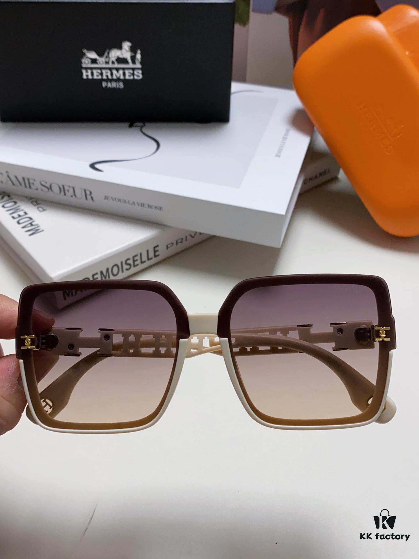 HERMES 2024 New Arrival Popular Fashion H Sunglasses for Women UV Protection Driver's Glasses, Stylish White Sunglasses with HHH Logo