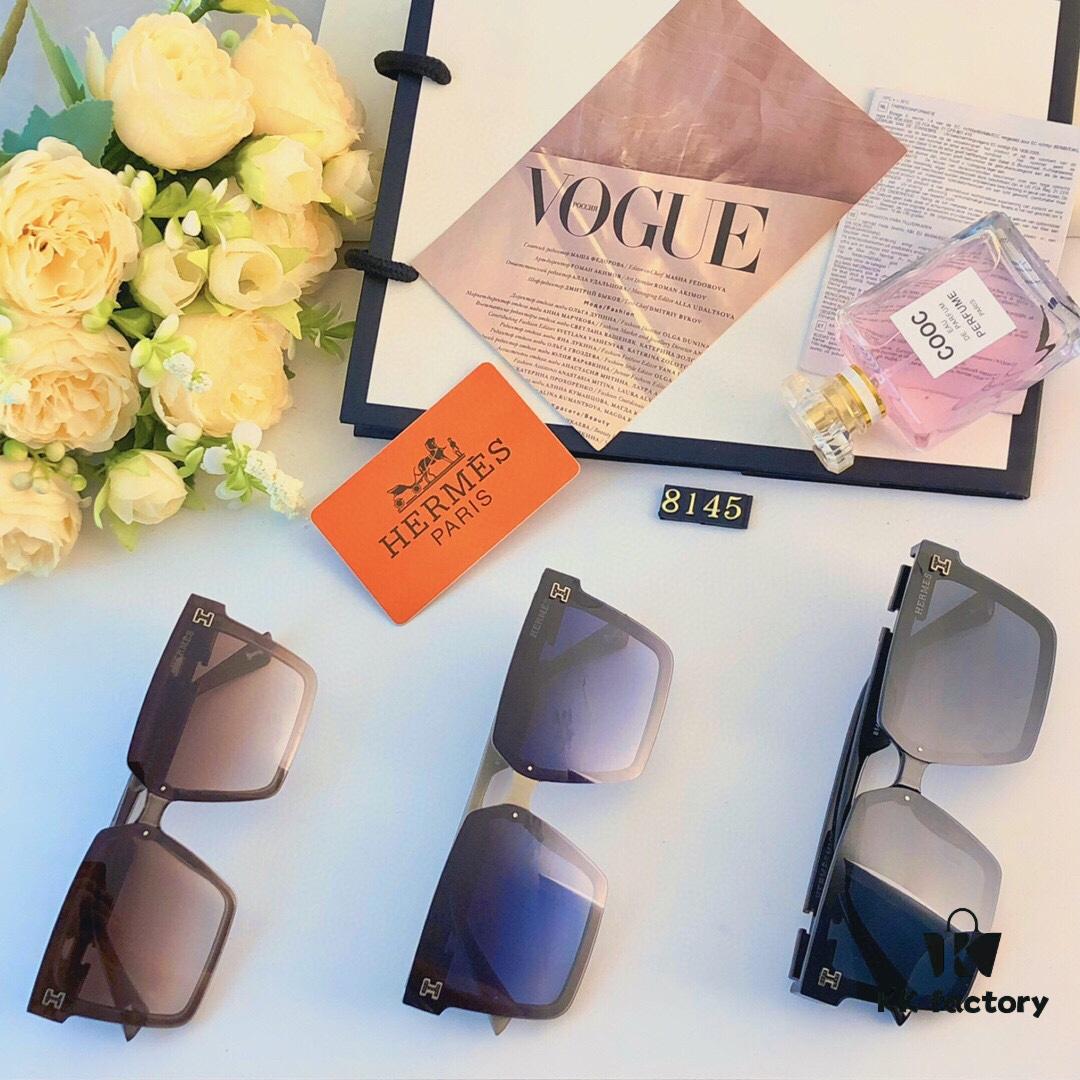 Hermes* Women's Square Retro Vintage Korean Style INS High-End Sunglasses for Large Face, Slimming and Stylish, Fashionable Sun Protection Shades