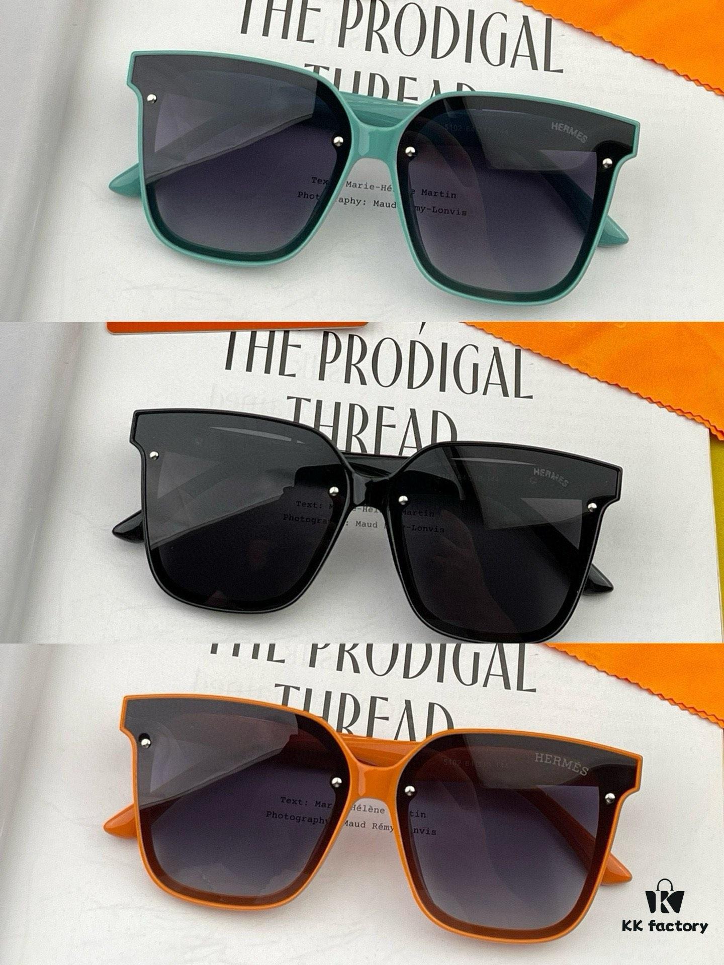 Polarized Series Sunglasses HERMES Hermes Original Release Internet Celebrity Super Hot Selling Classic Luxury Global Fashion Square Frame Sunglasses High-End Quality Authentic High Quality Model H5102