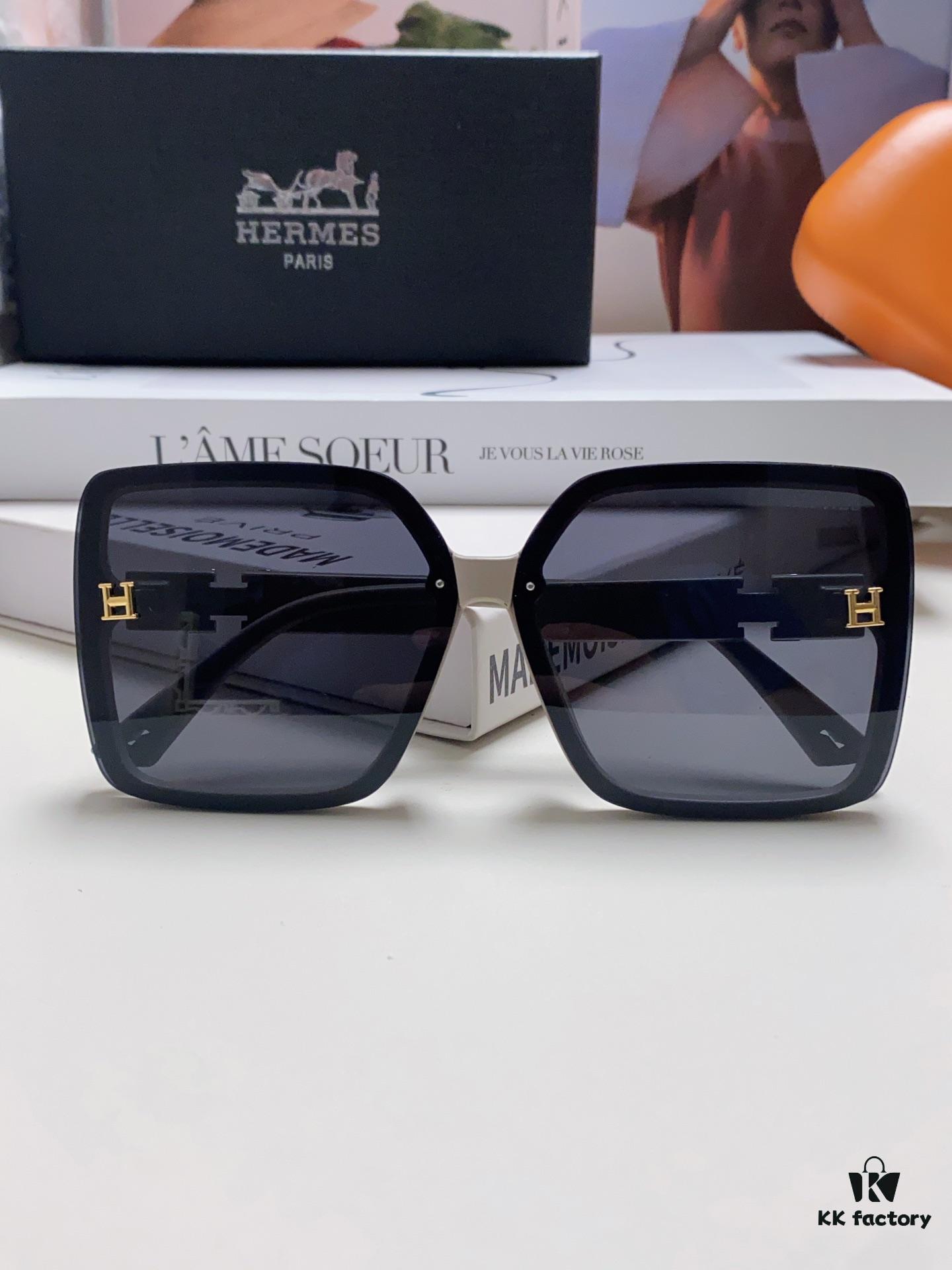 Hermes New Polarized Sunglasses for Women, Fashion Oversized Frame Minimalist UV Protection Sunglasses, Slimming and Stylish Accessory