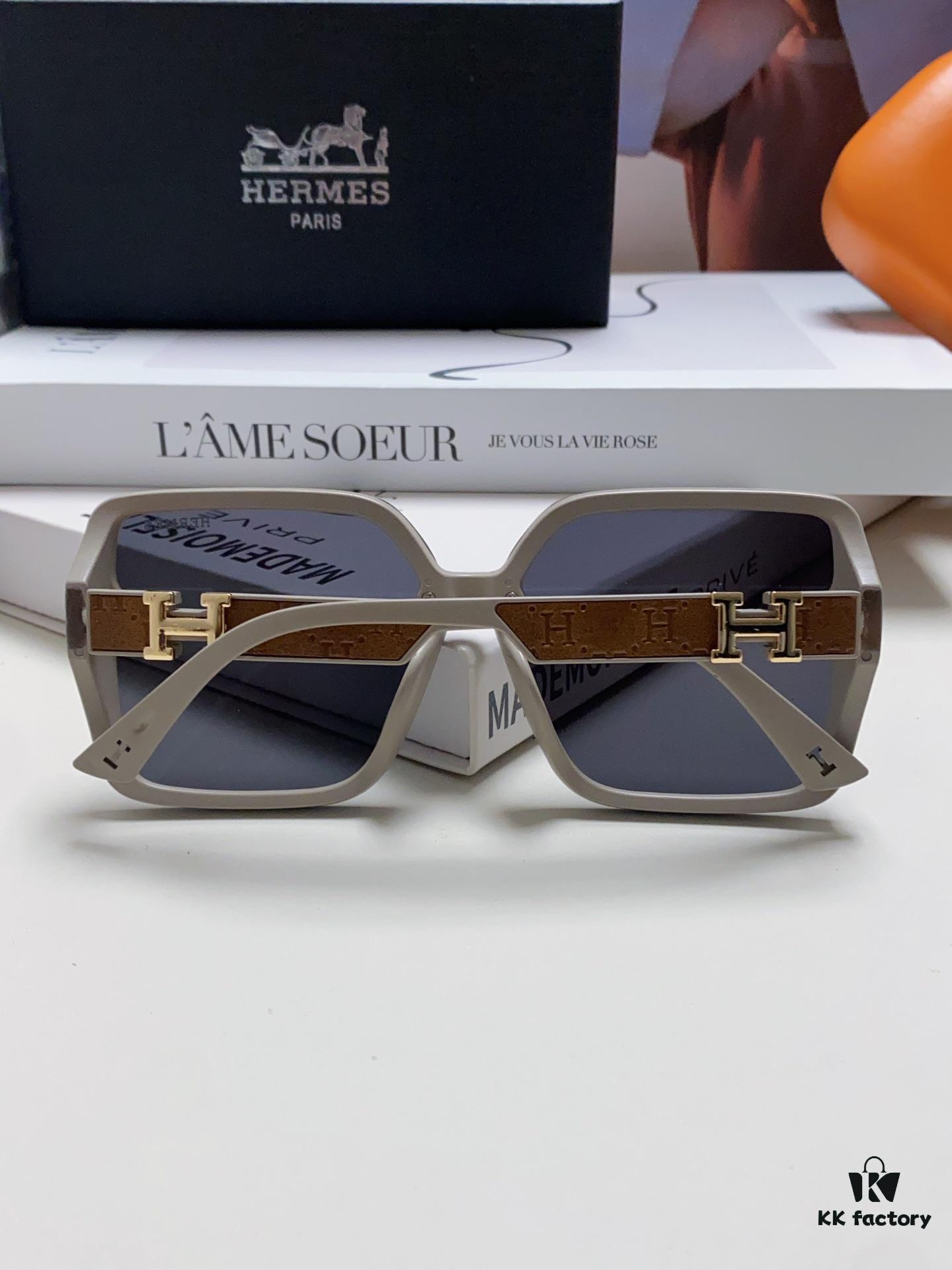 Hermes New Polarized Sunglasses for Women, Fashion Oversized Frame Minimalist UV Protection Sunglasses, Slimming and Stylish Accessory