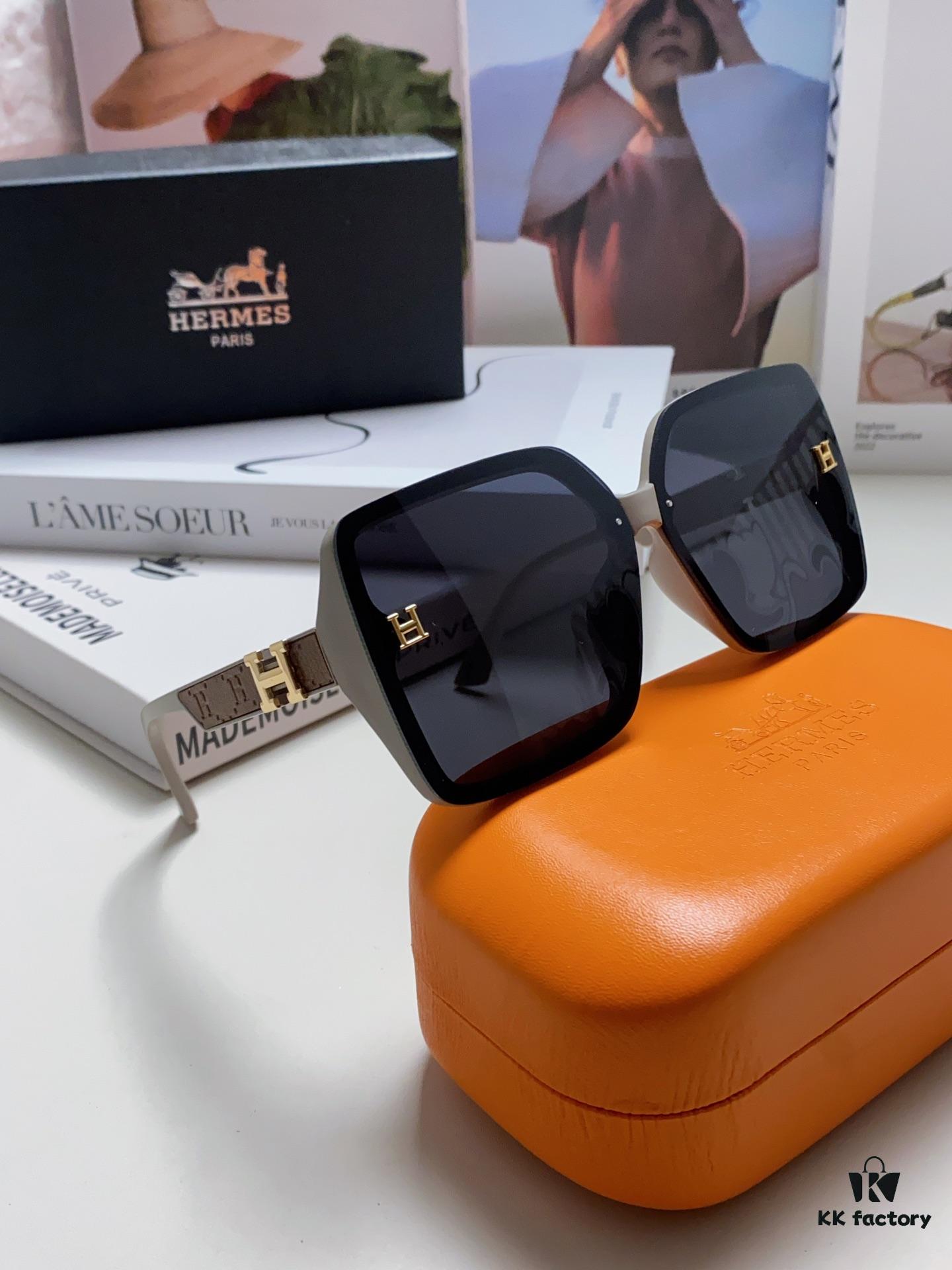 Hermes New Polarized Sunglasses for Women, Fashion Oversized Frame Minimalist UV Protection Sunglasses, Slimming and Stylish Accessory