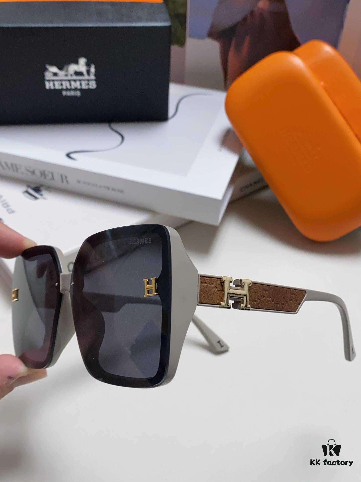 Hermes New Polarized Sunglasses for Women, Fashion Oversized Frame Minimalist UV Protection Sunglasses, Slimming and Stylish Accessory