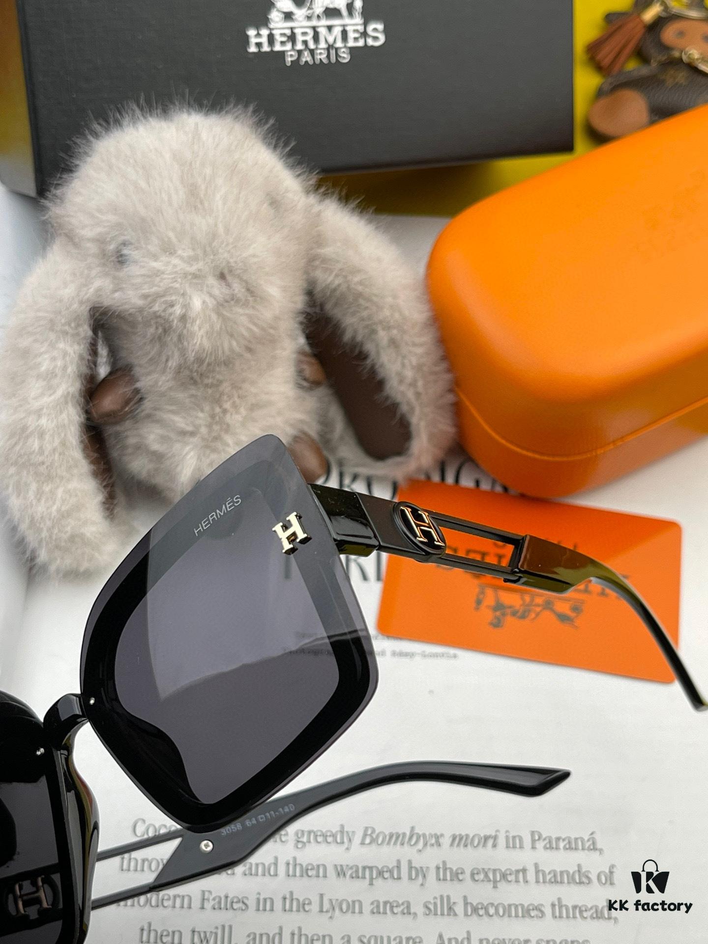 HERMES 2024 Spring New Arrival Original Luxury Designer Square Sunglasses H3966