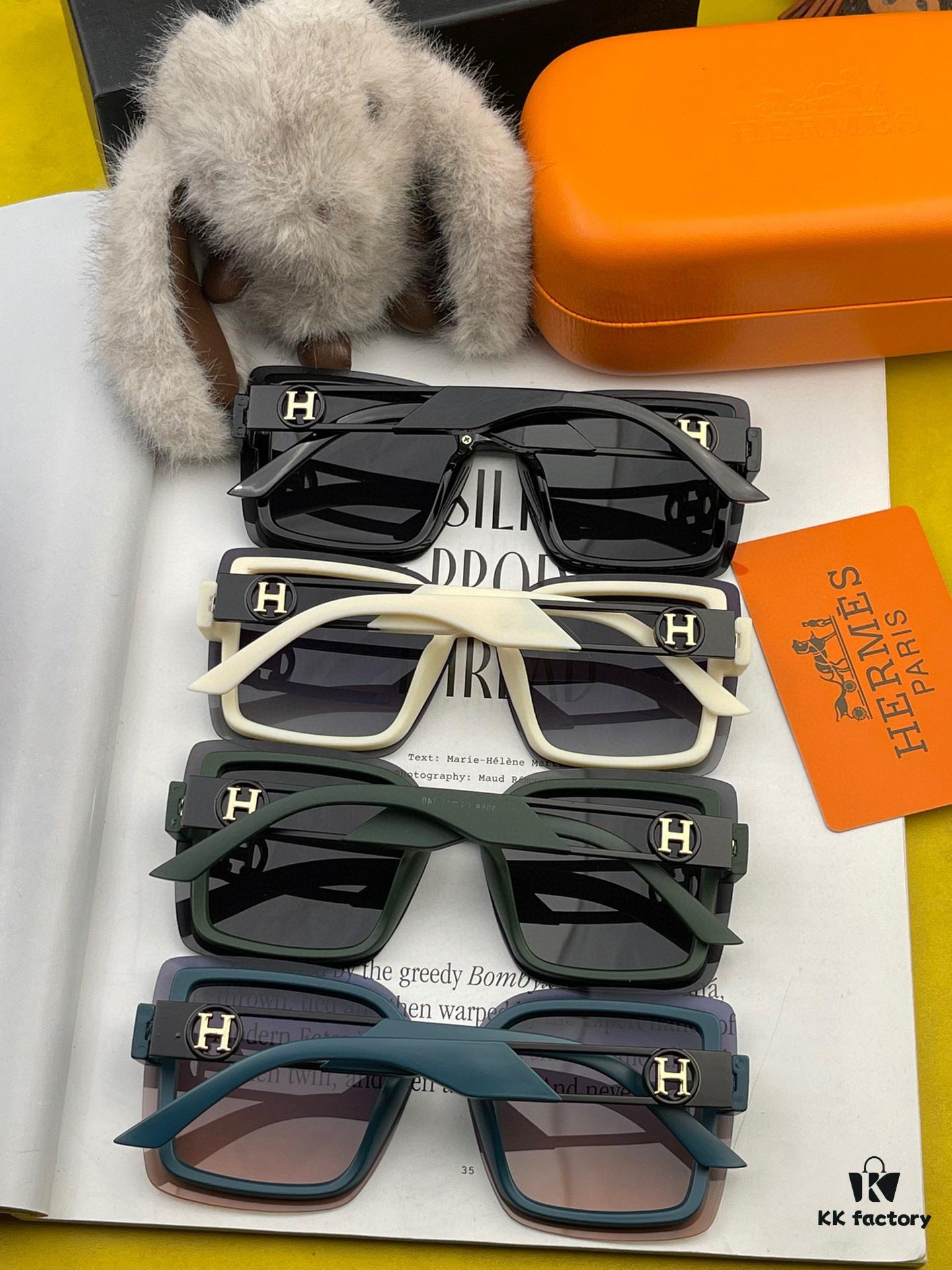 HERMES 2024 Spring New Arrival Original Luxury Designer Square Sunglasses H3966