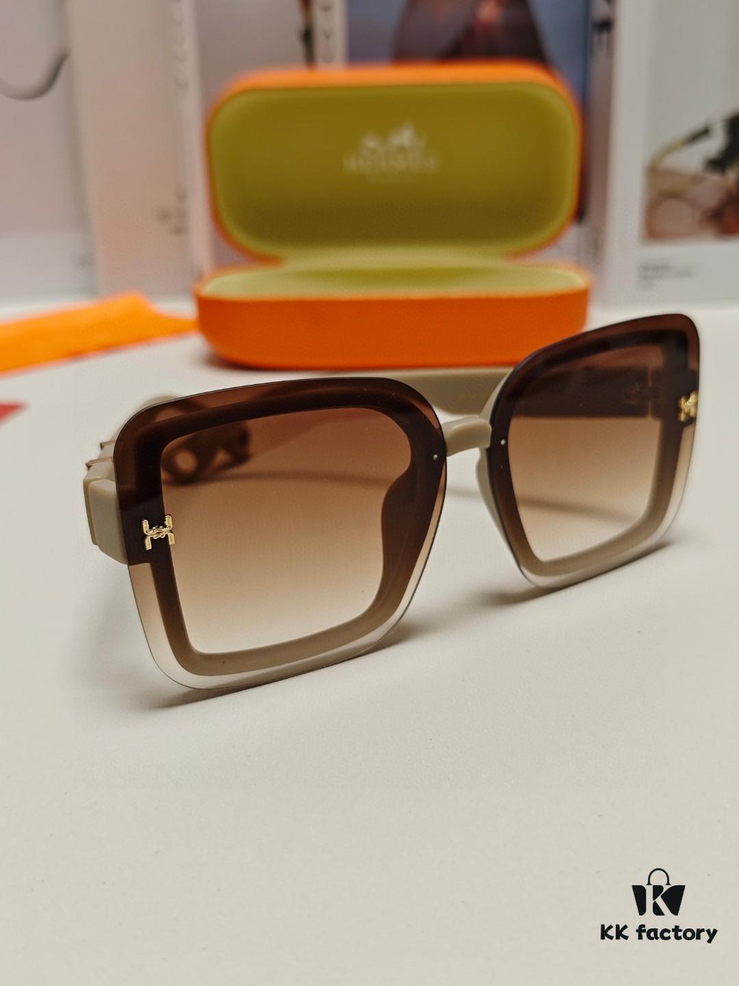 HERMES Women's Sunglasses, UV-Protective Oversized Round Frame Sunglasses 2024 New Arrival, Vintage-Inspired Slimming Design for Large Faces, Trendy Influencer Eyewear