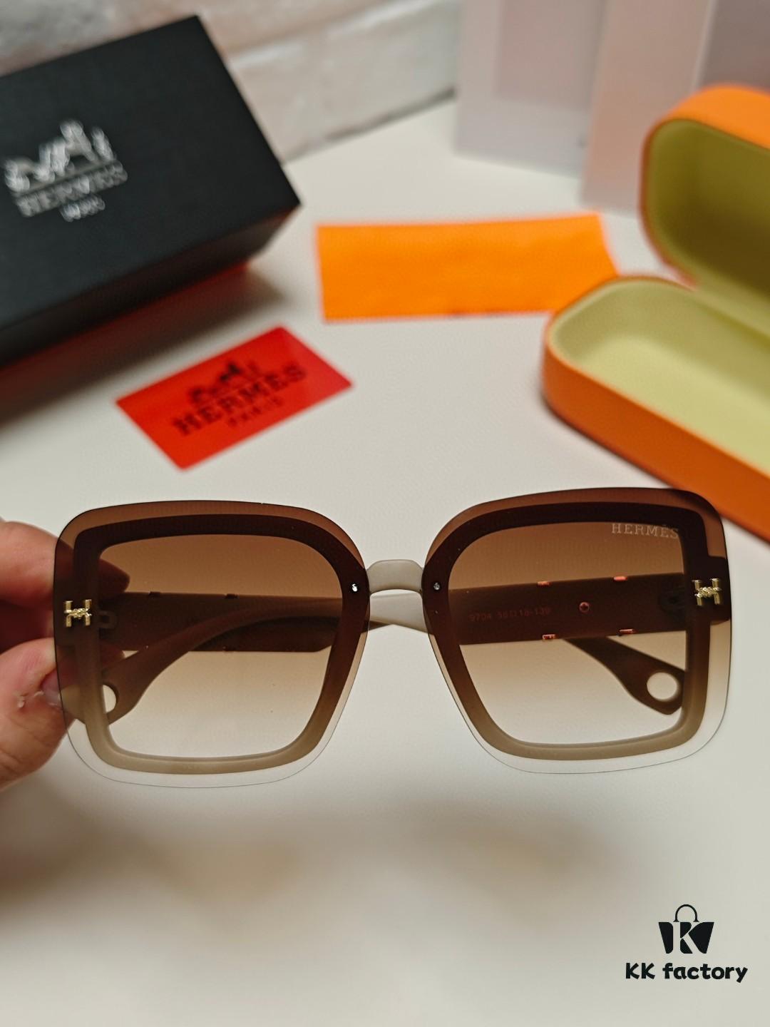 HERMES Women's Sunglasses, UV-Protective Oversized Round Frame Sunglasses 2024 New Arrival, Vintage-Inspired Slimming Design for Large Faces, Trendy Influencer Eyewear