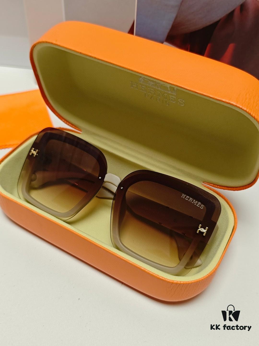 HERMES Women's Sunglasses, UV-Protective Oversized Round Frame Sunglasses 2024 New Arrival, Vintage-Inspired Slimming Design for Large Faces, Trendy Influencer Eyewear