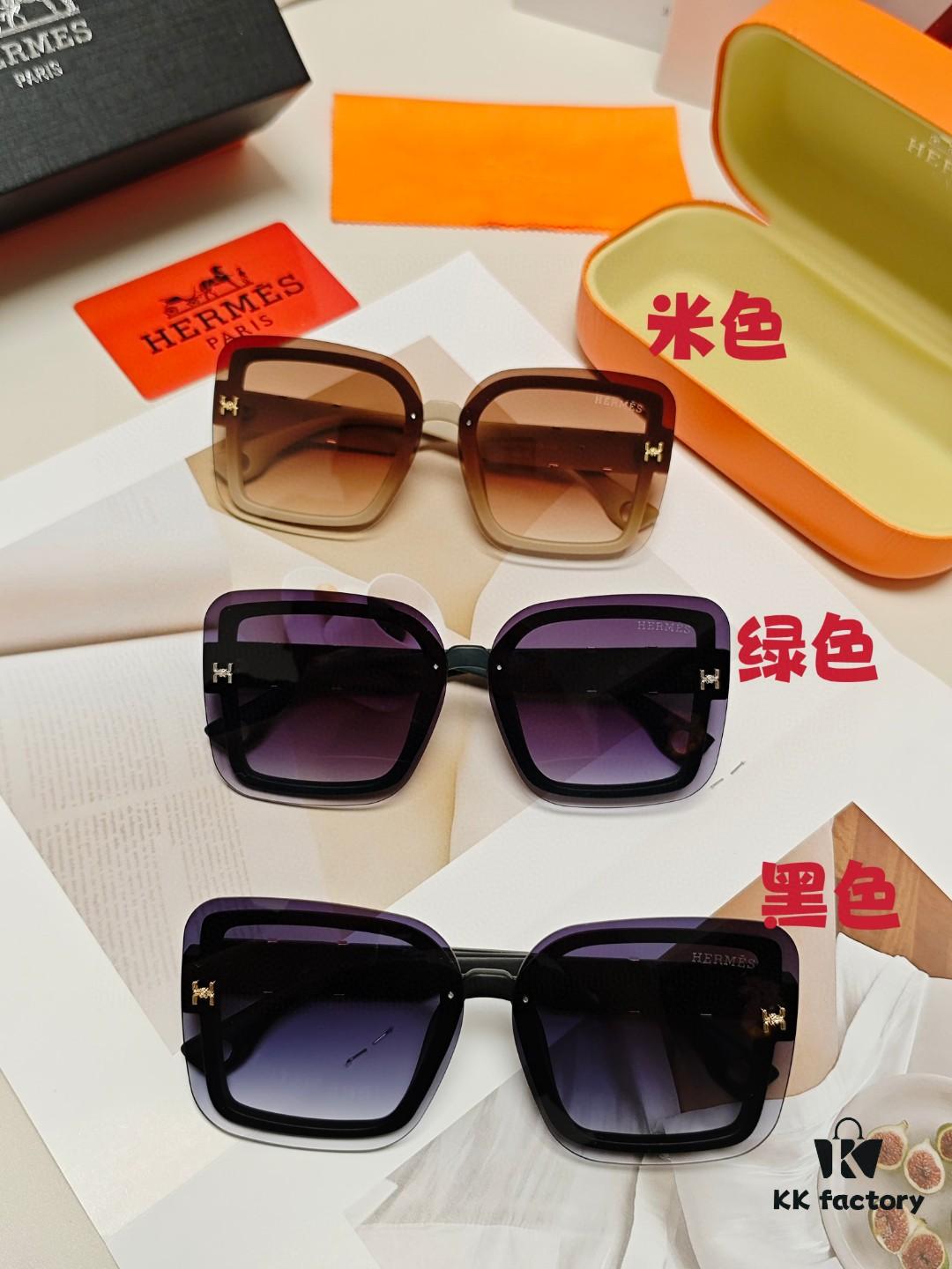 HERMES Women's Sunglasses, UV-Protective Oversized Round Frame Sunglasses 2024 New Arrival, Vintage-Inspired Slimming Design for Large Faces, Trendy Influencer Eyewear