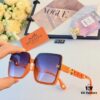 Hermes New H-Logo Square Frame Chain Detail Sunglasses for Women, Fashion Trendy Shades, High-End Instagram Influencer Style