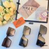 Hermes Women's Sunglasses 2024 New Arrival Square Frame Vintage Korean Style UV Protection Oversized Glasses for Long and Oval Face Slimming Effect