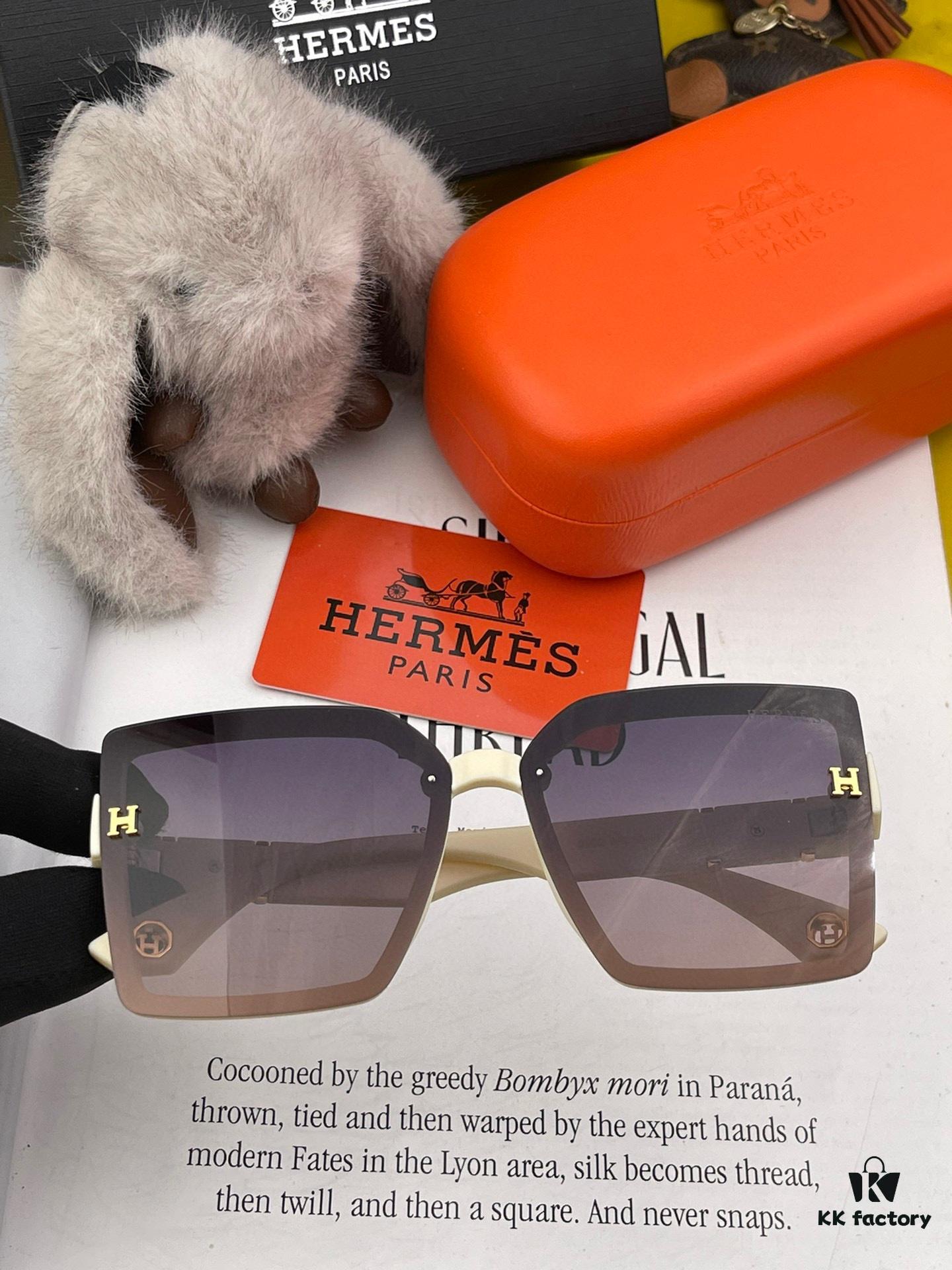 HERMES 2024 Spring New Arrival Original Release Famous Internet Sensation Ultra-Hot Selling Luxury Square Sunglasses Classic Integrated Frame Design High-End Quality Authentic Brand Premium Sunglasses Model: H2998