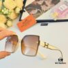 Hermes 2024 New Arrival Rectangular Orange UV-Protective Sunglasses for Women, Stylish Oversized Frame, Slimming Fashion Shades