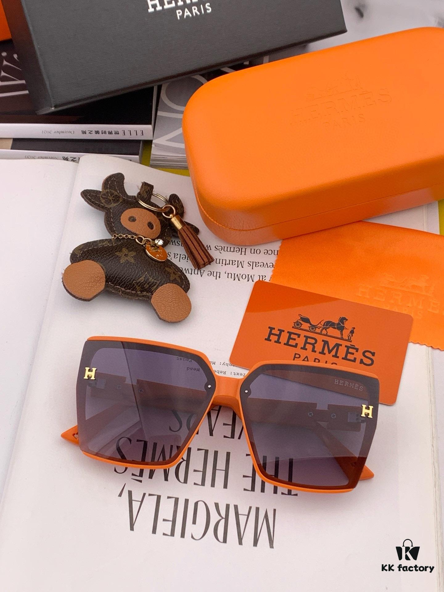 HERMES 2024 Spring New Arrival Original Shipment Popular Luxury Square Sunglasses Model H7998