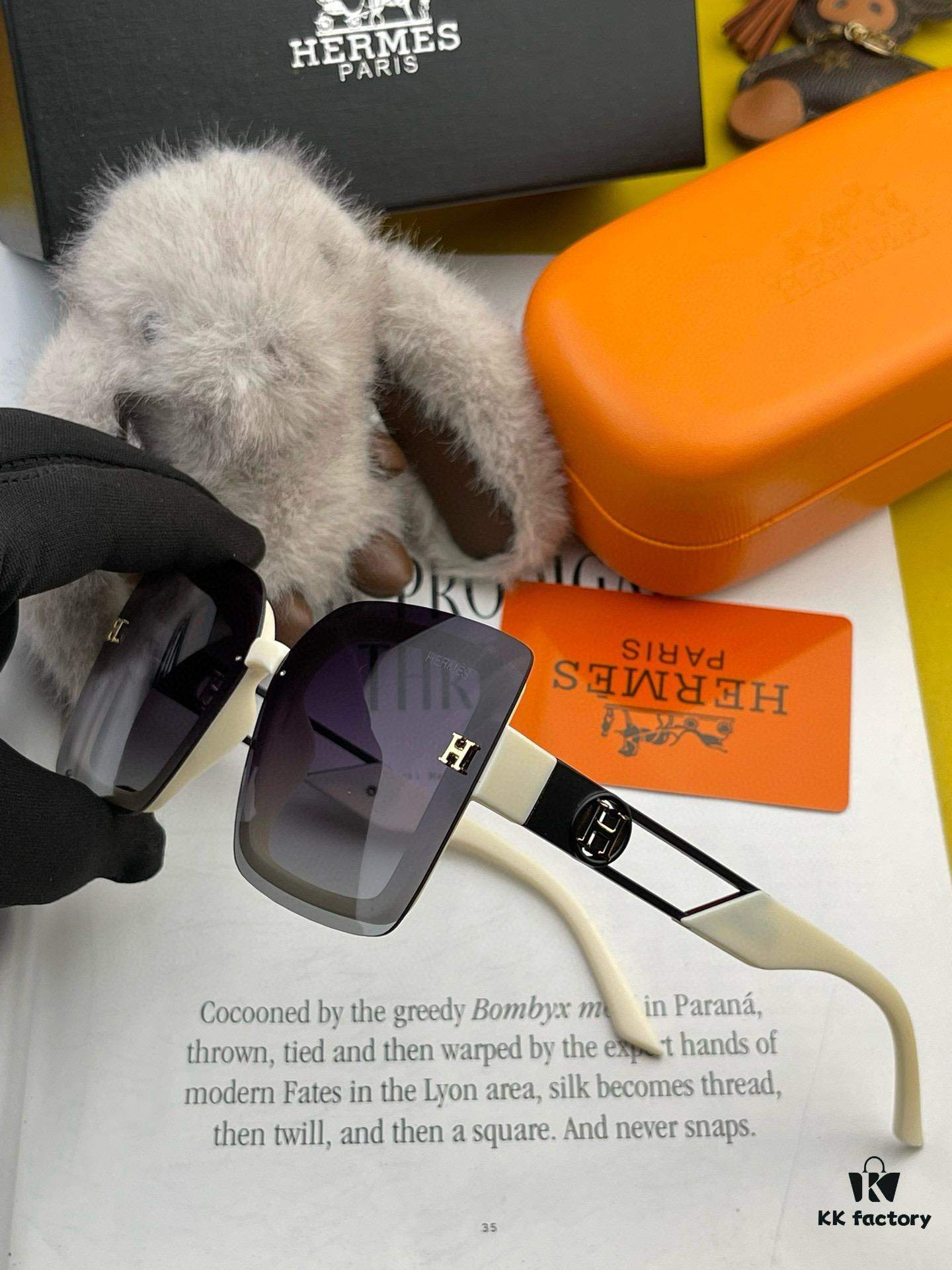 HERMES 2024 Spring New Arrival Original Luxury Square Sunglasses H3966