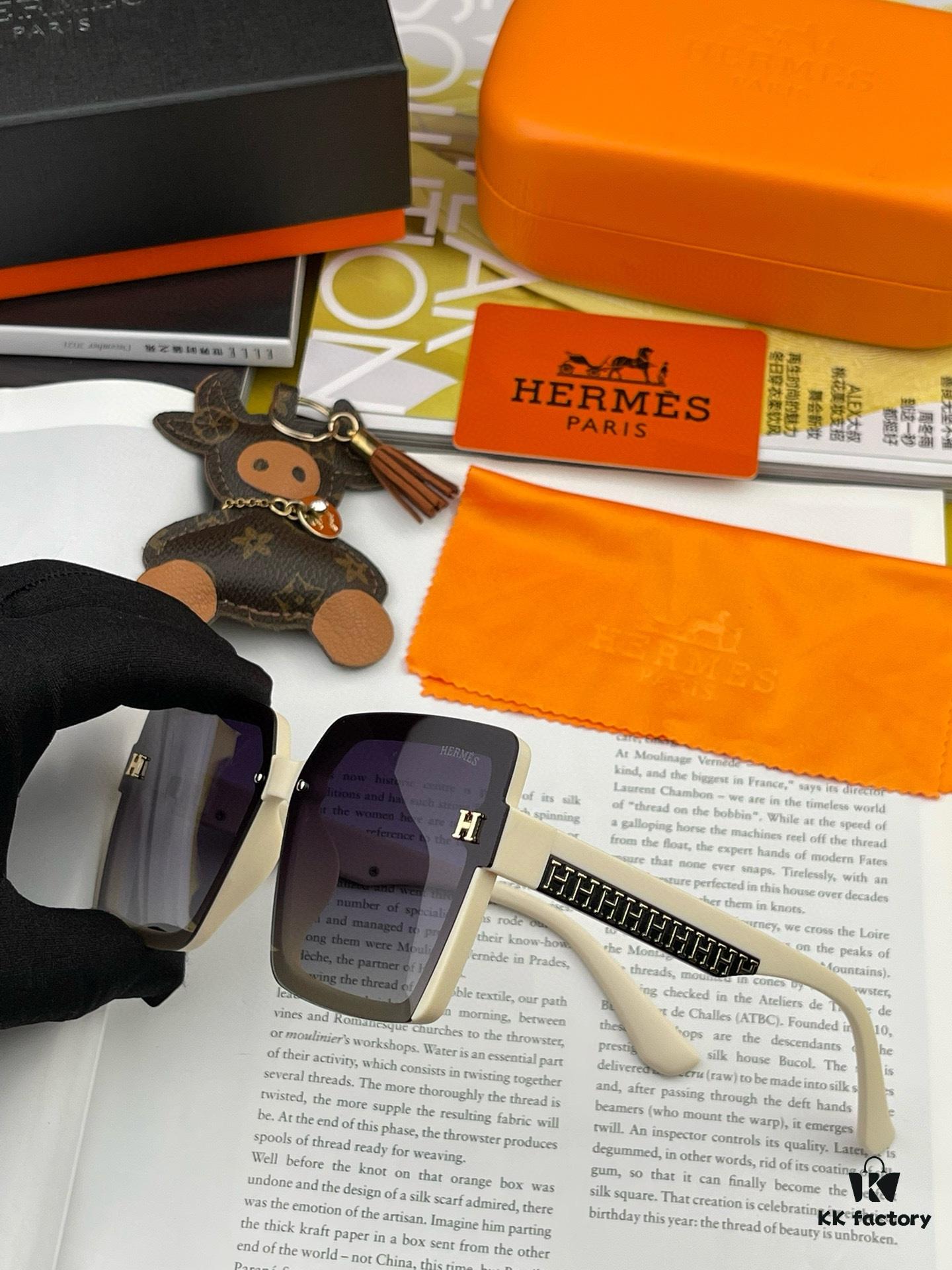 HERMES 2024 Spring New Arrival Original Release Famous Internet Sensation Ultra-Hot Selling Luxury Square Sunglasses Classic Integrated Frame Design High-End Quality Authentic Brand Premium Sunglasses Model: H1245