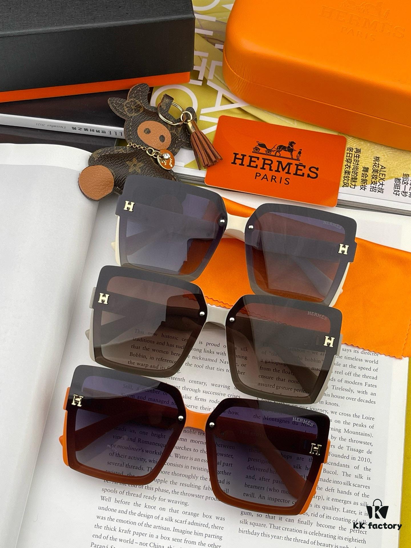 HERMES 2024 Spring New Arrival Original Release Famous Internet Sensation Ultra-Hot Selling Luxury Square Sunglasses Classic Integrated Frame Design High-End Quality Authentic Brand Premium Sunglasses Model: H1245