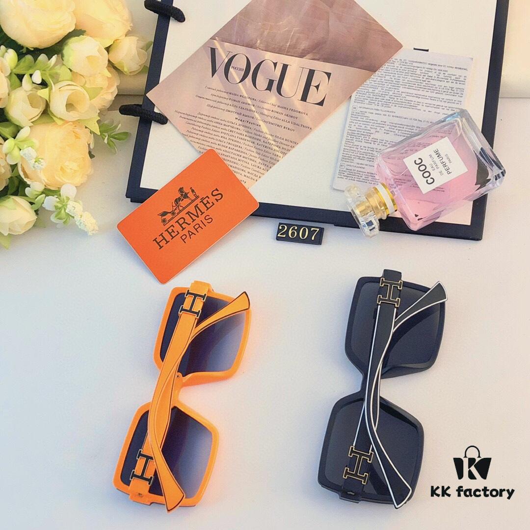 Hermes Summer New Arrival Fashion Gradient H-Logo Oversized Sunglasses for Women, Trendy UV-Protective Sunglasses for Driving and Streetwear