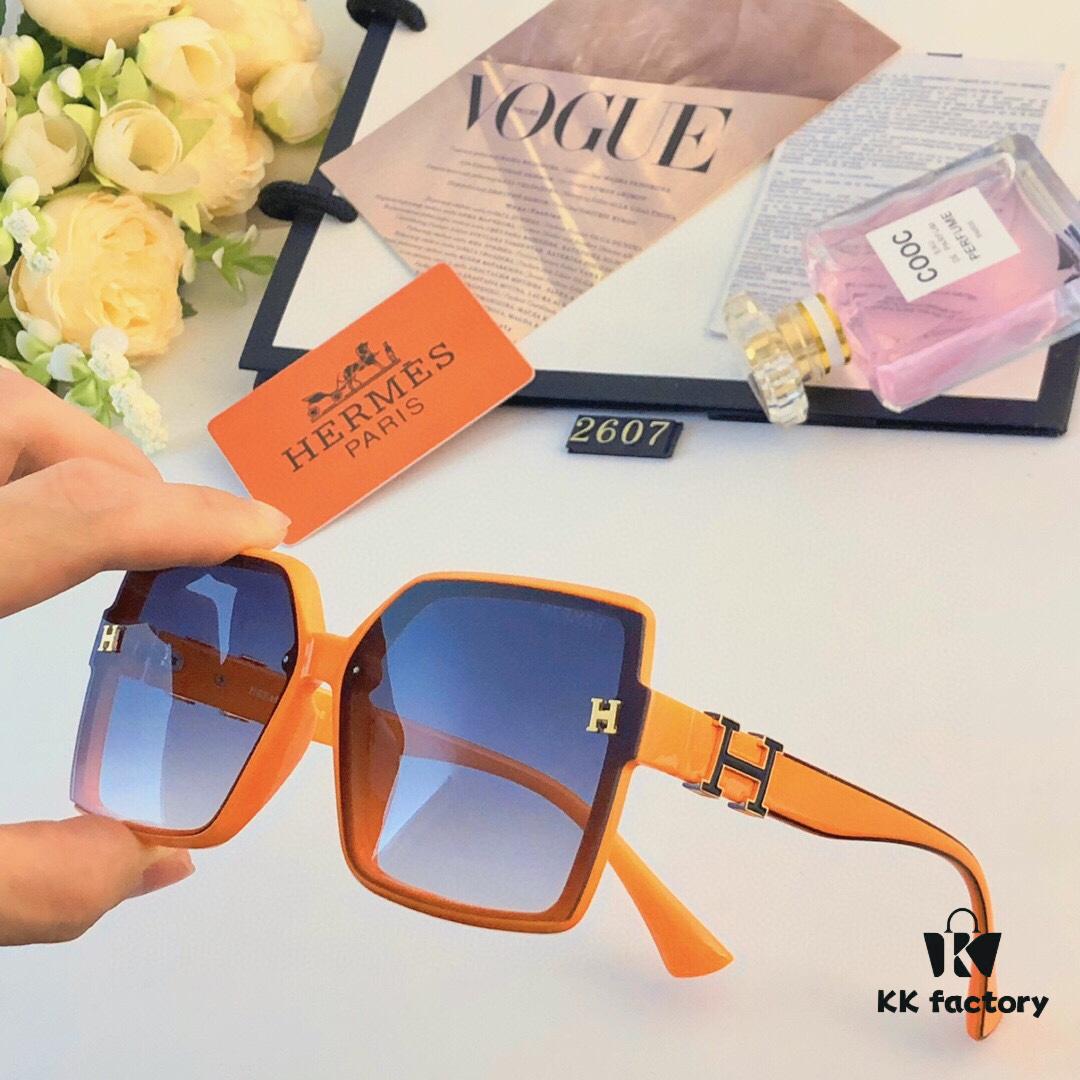 Hermes Summer New Arrival Fashion Gradient H-Logo Oversized Sunglasses for Women, Trendy UV-Protective Sunglasses for Driving and Streetwear