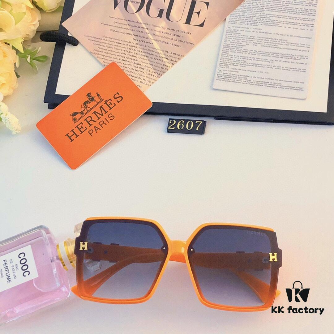 Hermes Summer New Arrival Fashion Gradient H-Logo Oversized Sunglasses for Women, Trendy UV-Protective Sunglasses for Driving and Streetwear