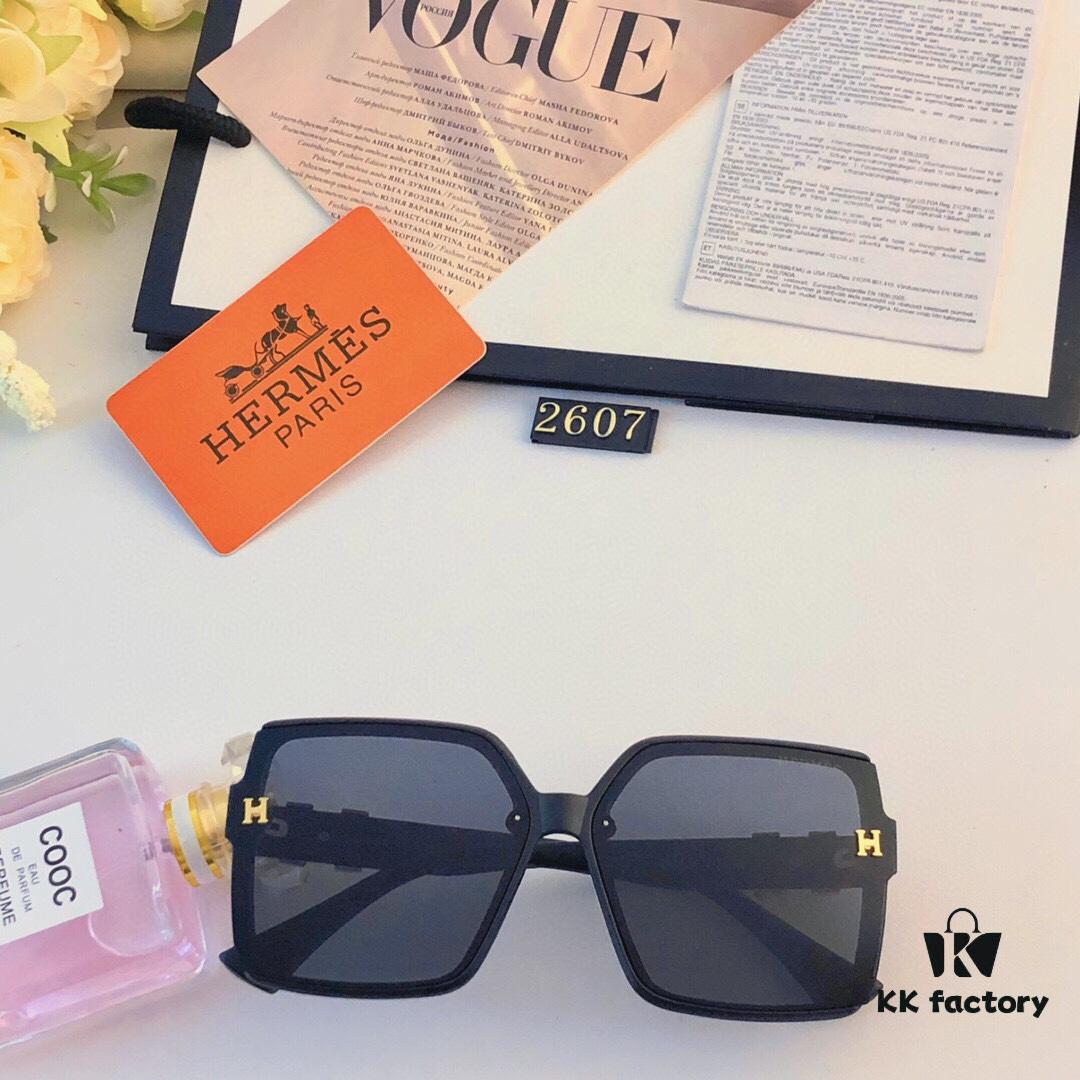 Hermes Summer New Arrival Fashion Gradient H-Logo Oversized Sunglasses for Women, Trendy UV-Protective Sunglasses for Driving and Streetwear