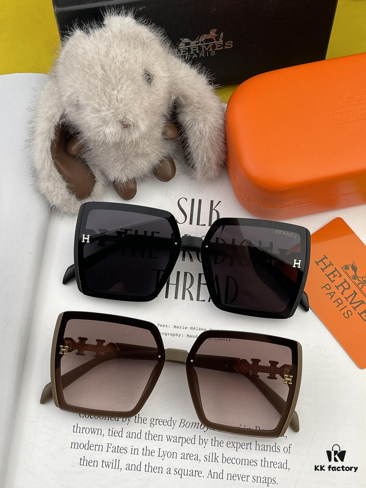 HERMES 2024 Spring New Arrival Original Release Famous Internet Sensation Luxury Oversized Square Sunglasses