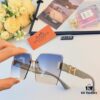 Hermes 2024 New Square Frameless Cut-edge Sunglasses for Women, Retro Fashion Lightweight Luxury Letter Design High-end UV Protection Sun Glasses