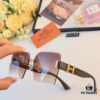 Hermes 2024 New Square Frameless Cut-edge Sunglasses for Women, Retro Fashion Lightweight Luxury Letter Design High-end UV Protection Sun Glasses