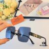 Hermes 2024 New Square Frameless Cut-Out Sunglasses for Women, Retro Fashion Lightweight Luxury Letter Design High-End UV Protection Sun Glasses