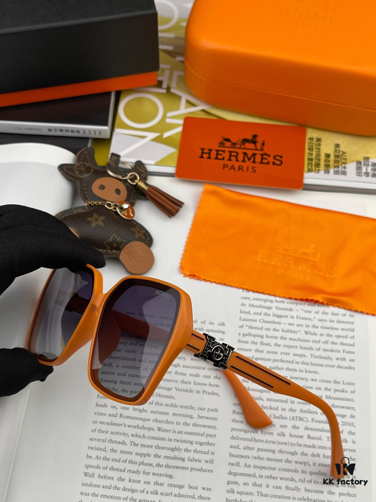 HERMES 2024 Spring New Arrival Original Release Fashion Square Frame Sunglasses, Classic Integrated Large Frame Design, Top Quality Luxury Logo