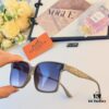 Hermes 2024 New Arrival Women's Square Frame Korean Style Sunglasses, Stylish UV-Protective Glasses for Round Faces