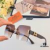 Hermes 2024 New Square Frameless Cut-Out Sunglasses for Women, Retro Fashion Lightweight Luxury Letter Design High-End UV Protection Sun Glasses