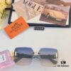 Hermes 2024 New Square Frameless Cut-Out Sunglasses for Women, Retro Fashion Lightweight Luxury Letter Design High-End UV Protection Sun Glasses