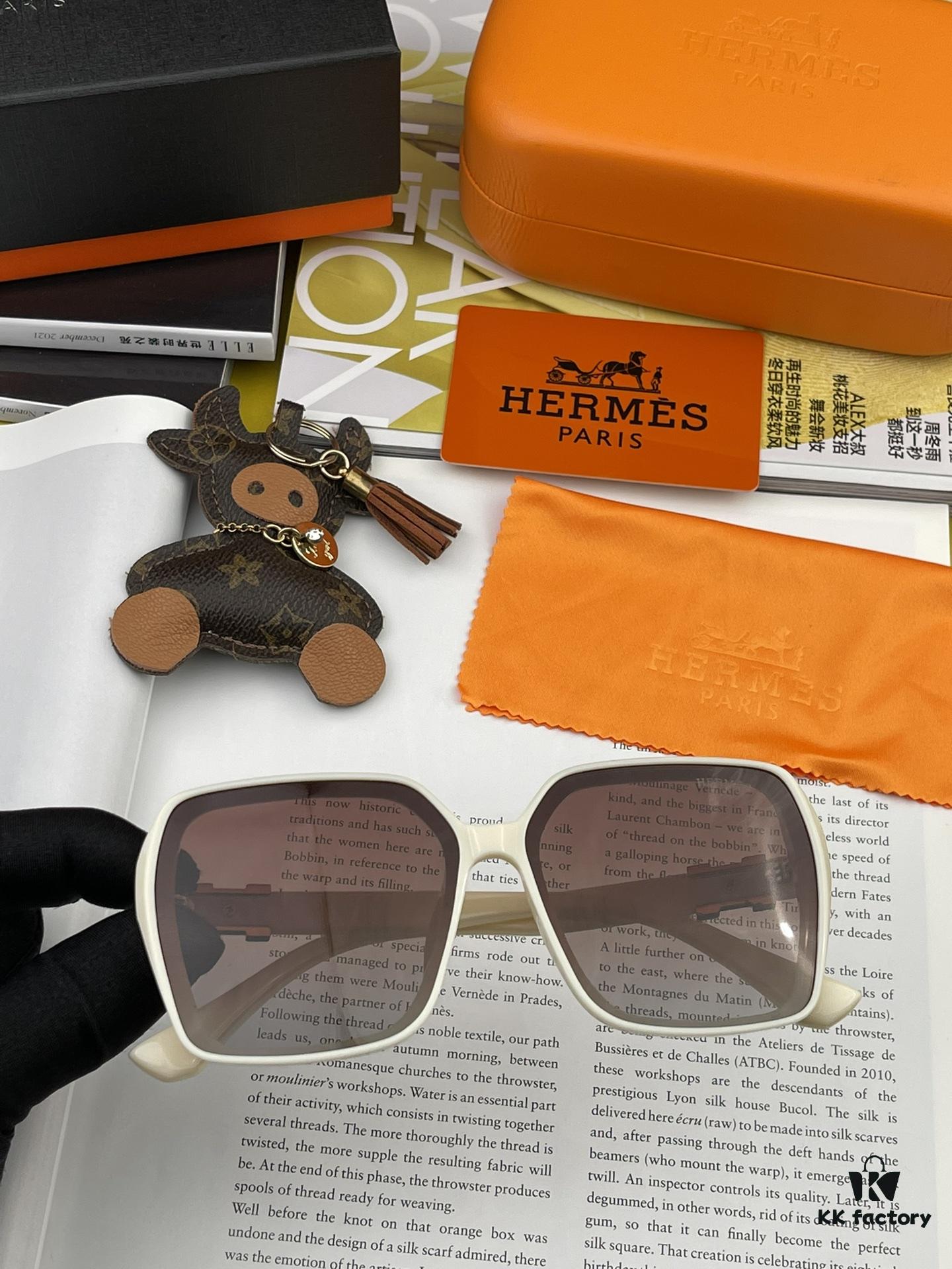 HERMES 2024 Spring New Arrival Original Shipment Influencer Ultra-Hot Selling Blue Classic Luxury Worldwide Fashion Square Sunglasses