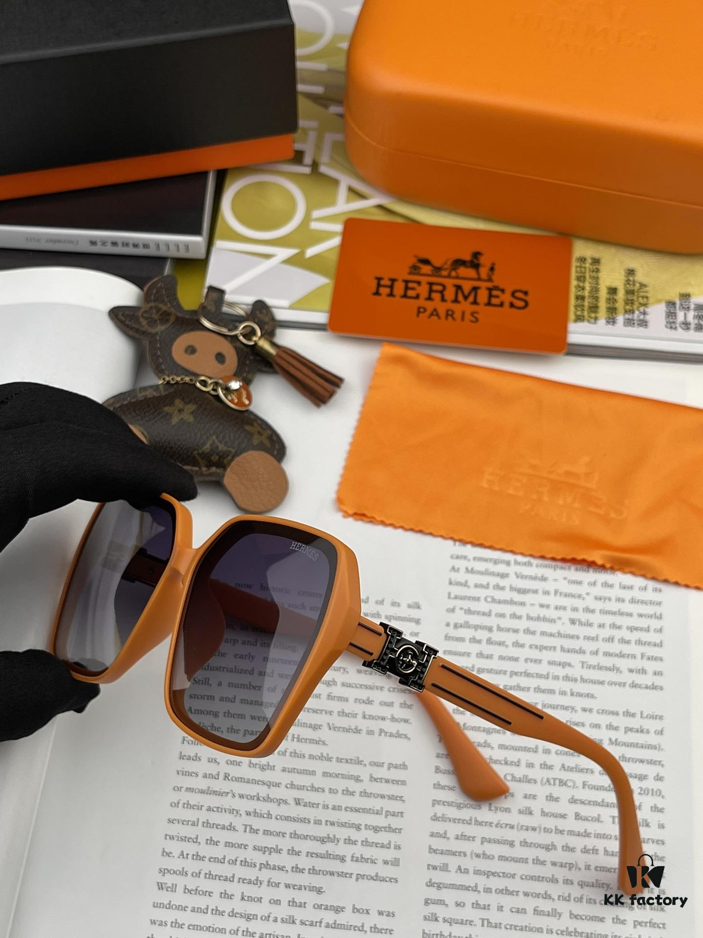 HERMES 2024 Spring New Arrival Original Release Fashion Square Frame Sunglasses Classic Integrated Large Frame Design