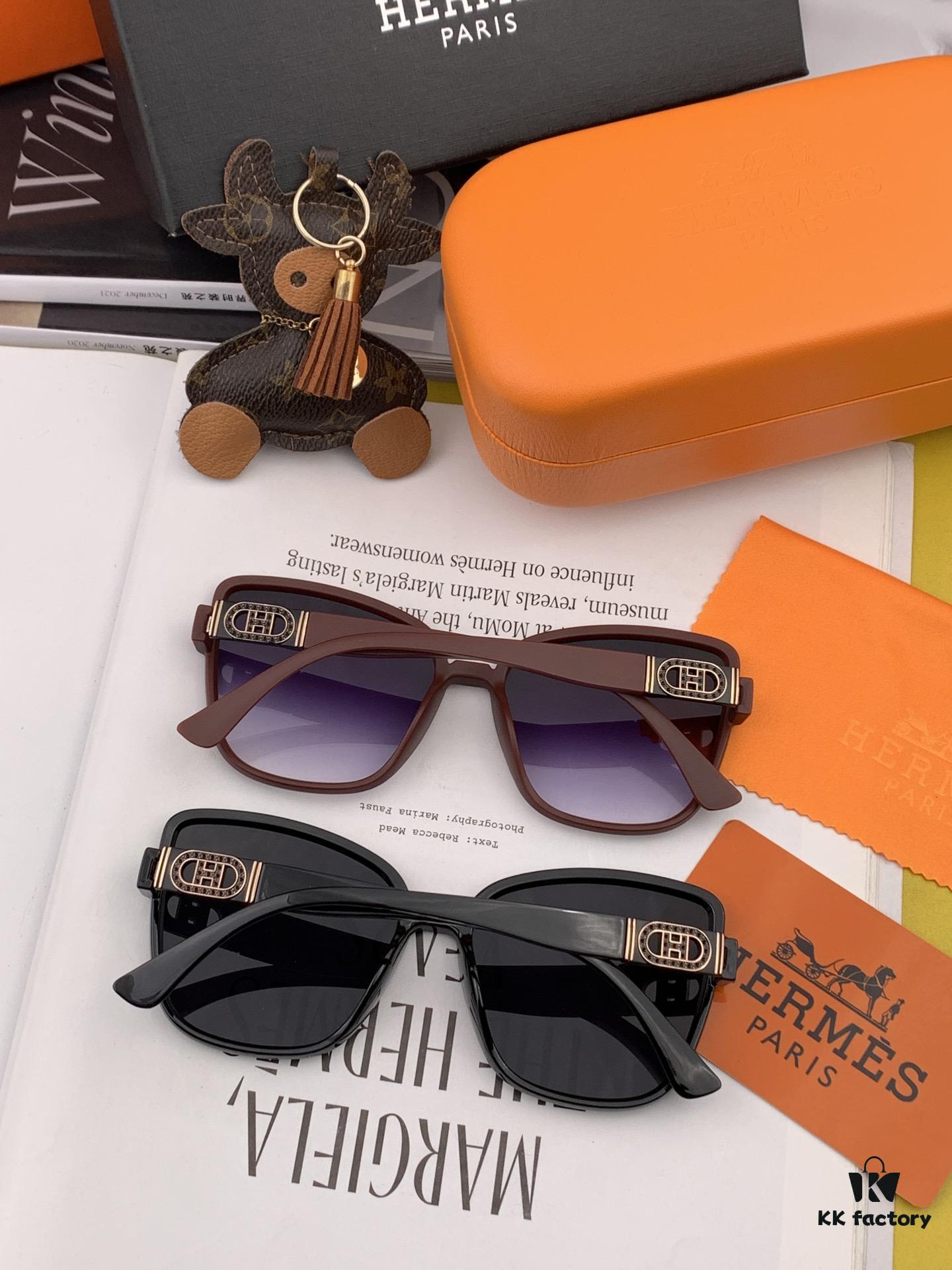 HERMES 2024 Spring New Arrival Original Shipment Popular Luxury Square Sunglasses Model H98001
