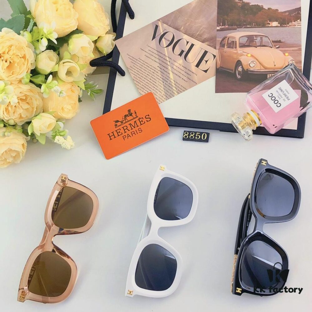 Hermes Fashion Sunglasses New Arrival Metal Temples High-Quality Slimming Sunglasses with H Logo, Street Snap Influencer Glasses
